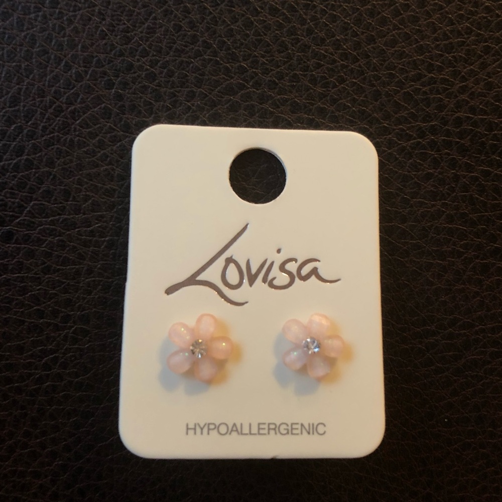 Pink flower earrings